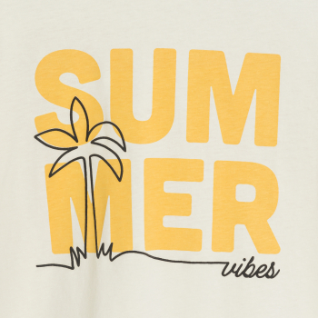 تيشيرت بأكمام قصيرة مزين برسالة، باللون البيج للأولاد